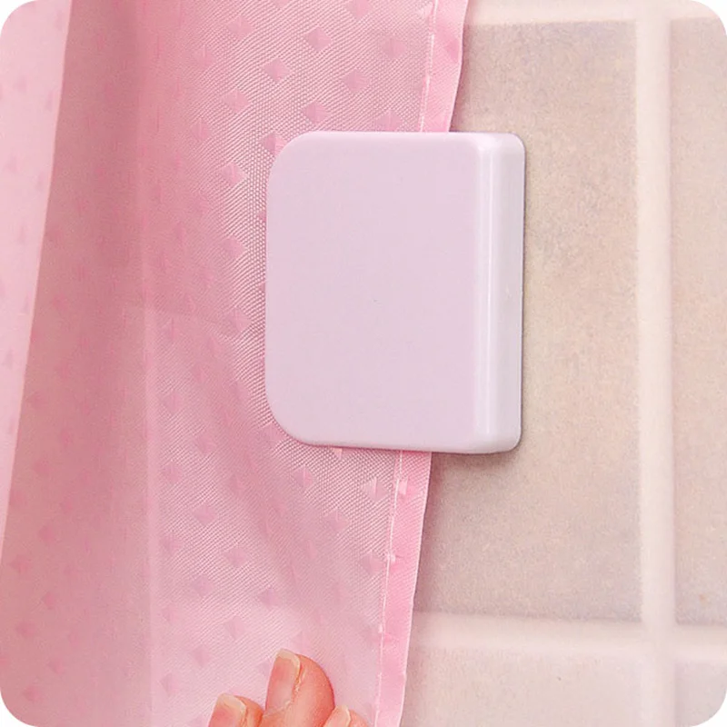 2pcs New Shower Curtain Clip Bathroom Curtain Buckle Viscose Dodechedron Wind Fixed Hook Curtain Holder Seamless Sticky Hooks