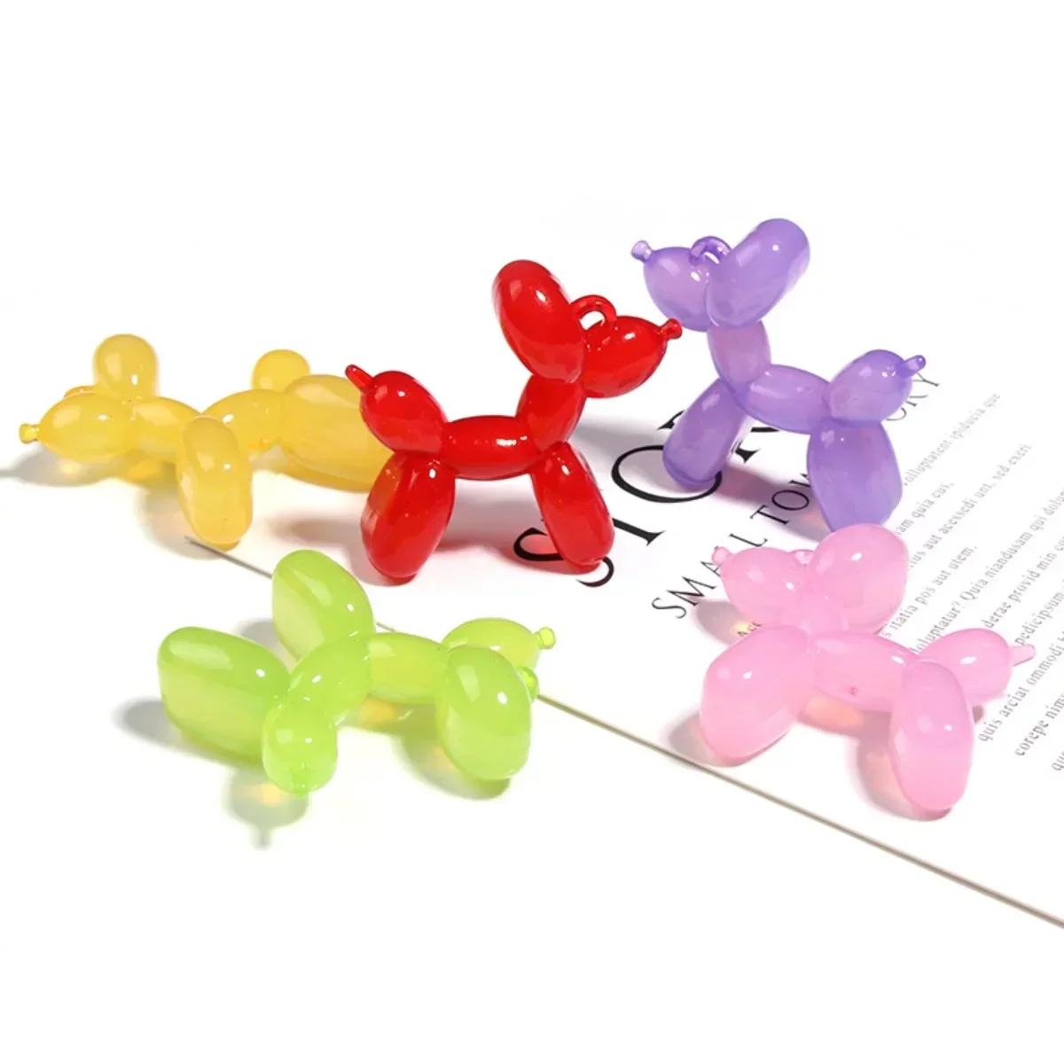 DW06 5pcs 46mm Fashionable Trendy Colorful Fluffy Balloon Dog Shape Acrylic Pendant Charms Pendant for DIY Jewelry Making