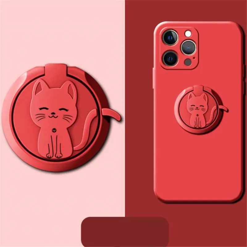 

Ultra Thin Cat Liquid Feel Mobile Finger Ring Phone Stand Holder Car Bracket Phone Holder Stand Suporte Celular For iPhone 17 16