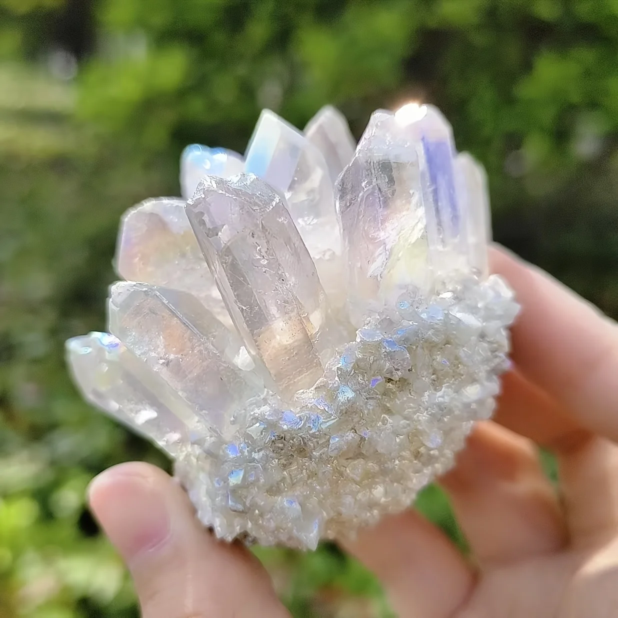 

1PC Aura Quartz Crystal Cluster, for Home &Office Decor, Unique High-End Gift and Elegant Jewelry Accessory, DIY Crafts