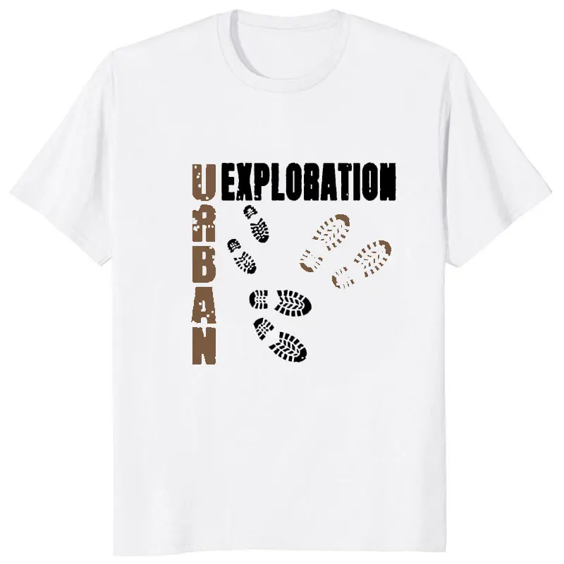 Harajuku Funny Basic Urban Exploration Footprint Tshirt Casual Fashion Comfort Breathe Man T Shirt Loose Streetwear Hip Hop Tees