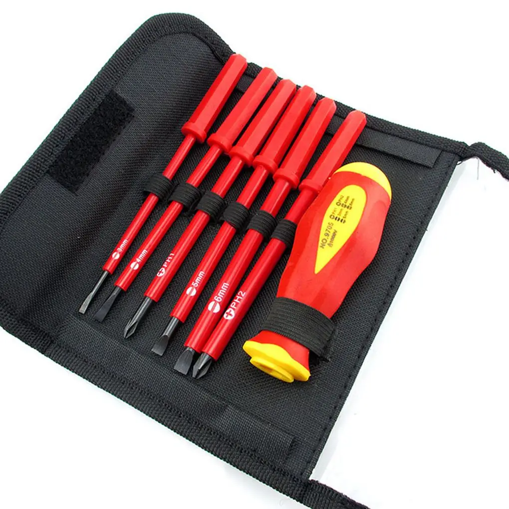 7pcs Insulated Screwdriver Set Electrician Screwdrivers Rustproof PH/SL 1000V High Voltage Resistant Hand Tools