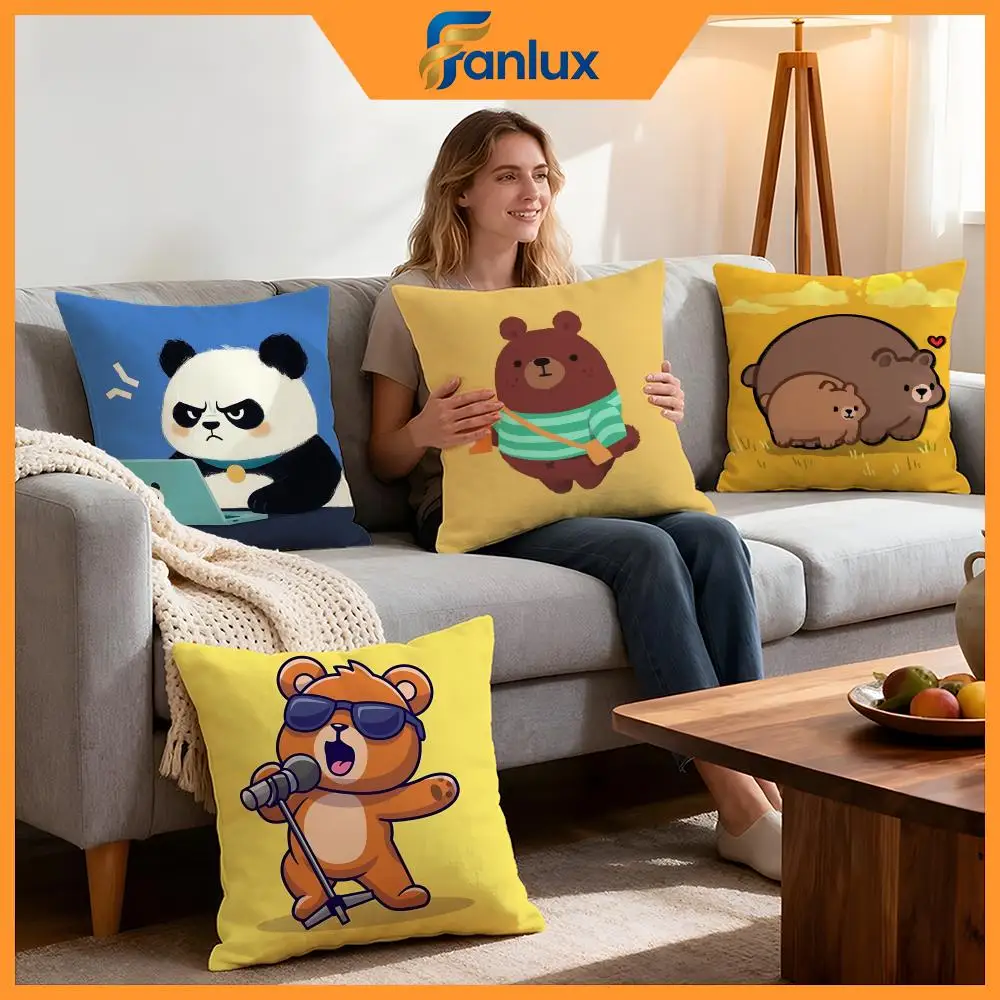 Animal cute little bear Cushion Cover 4Pcs Decorative Covers Soft Cushion Case for Sofa Couch Decor 40x40 45x45 Pillowcases
