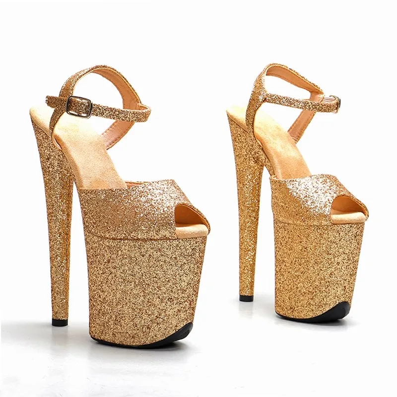 Women New 20CM/8inches Glitter Upper Sexy Exotic High Heel Platform Party Sandals Pole Dance Shoes Model Shows Sandals 178