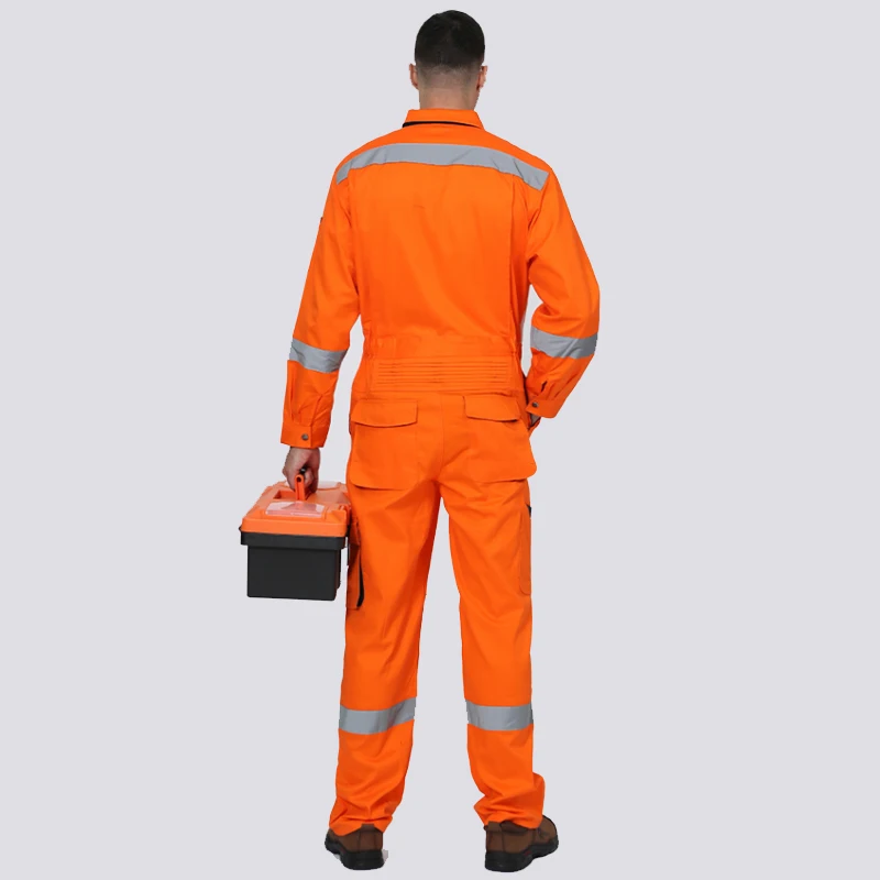 100% Cotton Safety Coveralls for Men Work with High Visible Tapes Safety Coveralls Men Workwear Mechanic Hi Vis Coveralls