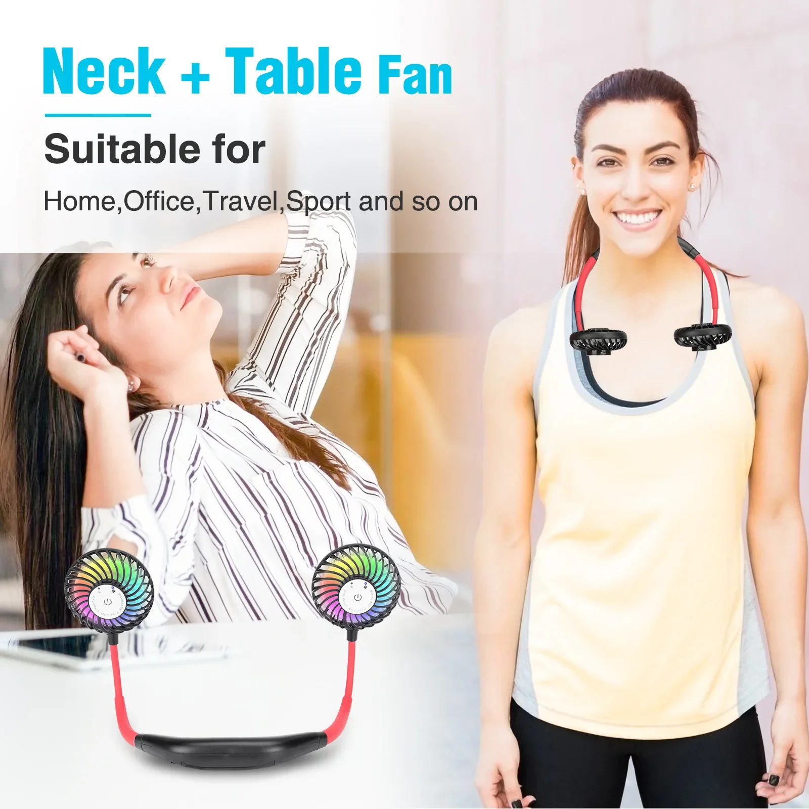 

Portable Hanging Neck Fans USB Rechargeable Leafless Mini Air Cooling Fan Air Conditioner Wearable Neckband Fans fan motor