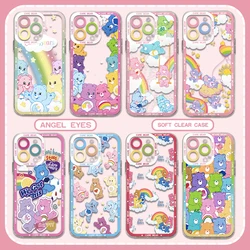 Cute Cartoon Care Bears Phone Case For iPhone 15 14 13 12 11 Mini Pro Max X XR XSMax 6S 6 7 8 Plus SE20 Transparent Cover