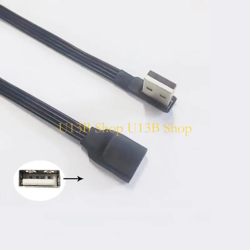 U13B 90 ° 각진 USB 2.0 확장 케이블 수컷에서 여성에서 랩톱 USB 플래시 드라이브의 충전 및 데이터 전송 지원