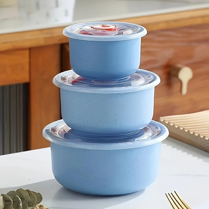 6Set（3A bowl+3Cover）Multifunctional Food Storage Round Bowl, Portable and Reusable Sealed Lunch Box with Lid, Suitable for Campi