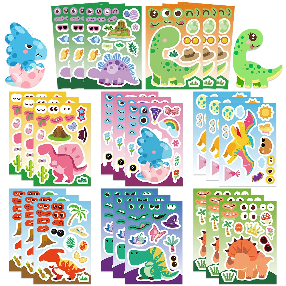 

32Sheets Cute Dinosaur DIY Puzzle Cartoon Animals Graffiti Stickers Skateboards Cup Laptop Scrapbook Kid Girl Toy Girls Stickers