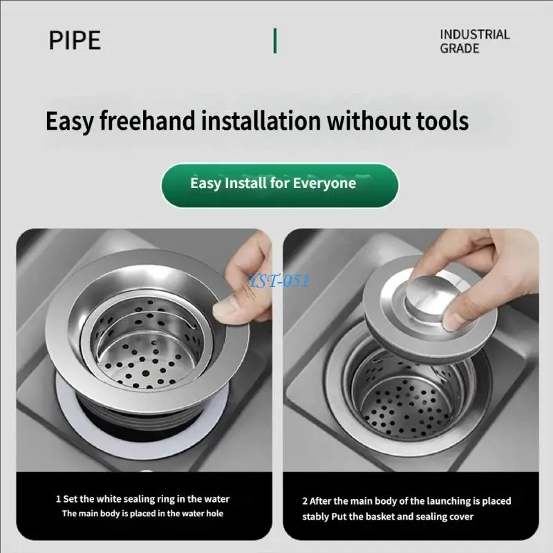 E15A Steel Sink Drainages Pipe Strong Not Rust for Kitchen & Dishwashing