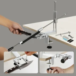 360° Rotation Flip Fixed-Angle Knife Sharpening Kit -Professional Knife Sharpener with Whetstones-Abrasive Holding System Tools