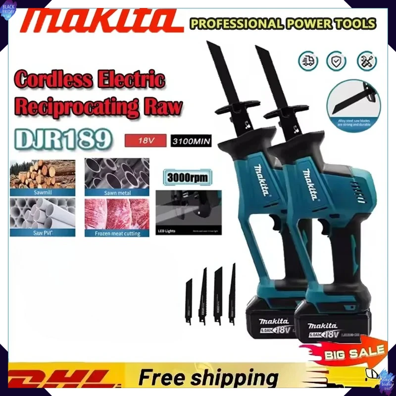 

Makita Cordless Rechargeable Wood DJR189 Metal Cutting Saw Brushless Electric Reciprocating Saw Portable Power Tools