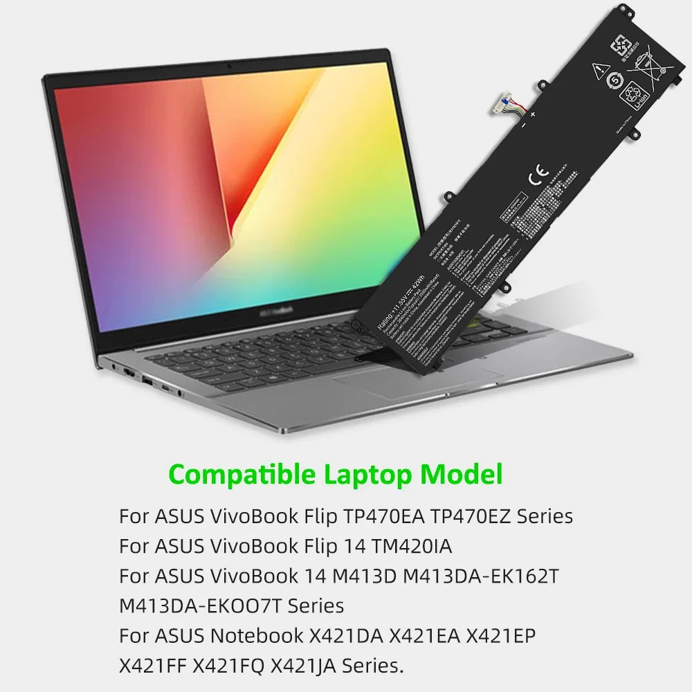SKOWER بطارية الكمبيوتر المحمول ل ASUS VivoBook Flip 14 TM420IA TP470EA M413DA-EK162T EK007T X421DA X421EA B31N1911 C31N1911 3ICP5/57/80