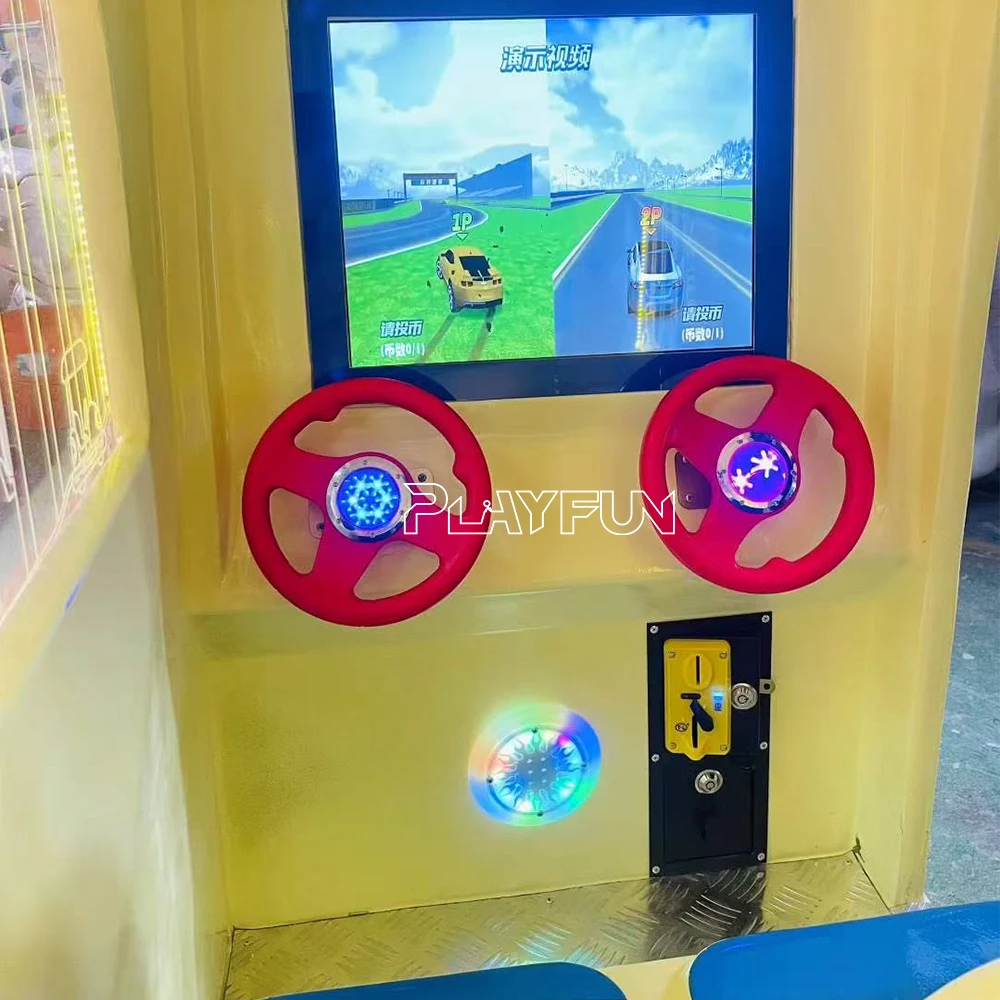 

4-Seat amusement park arcade Coin-operated racing emulator Children's play video game console Swing bus game