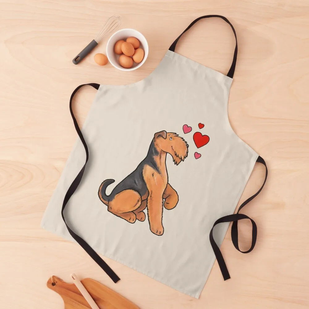 

Airedale Terrier Love Apron Smock for hairdressing Novelties Kitchen And Home with pockets Funny Apron