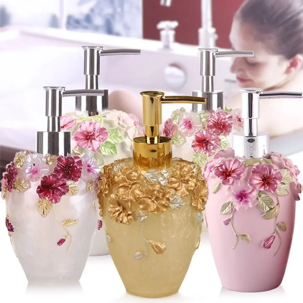 Luxury Flower Soap Dispenser Floral European style Hand Lotion Pump Bottle Colorful Anti-Leak Press Refillable Bottle