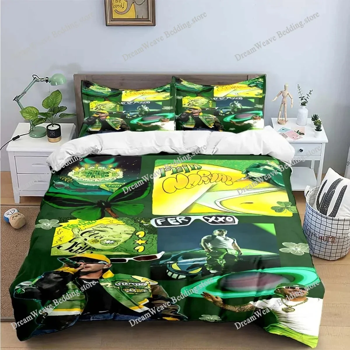 Bedding Decor Fashion Pop Singer Ferxxo Feid Print Bedding Sets Bed Supplies Set Duvet Cover Bed Comforter Set Bedding Set Luxur