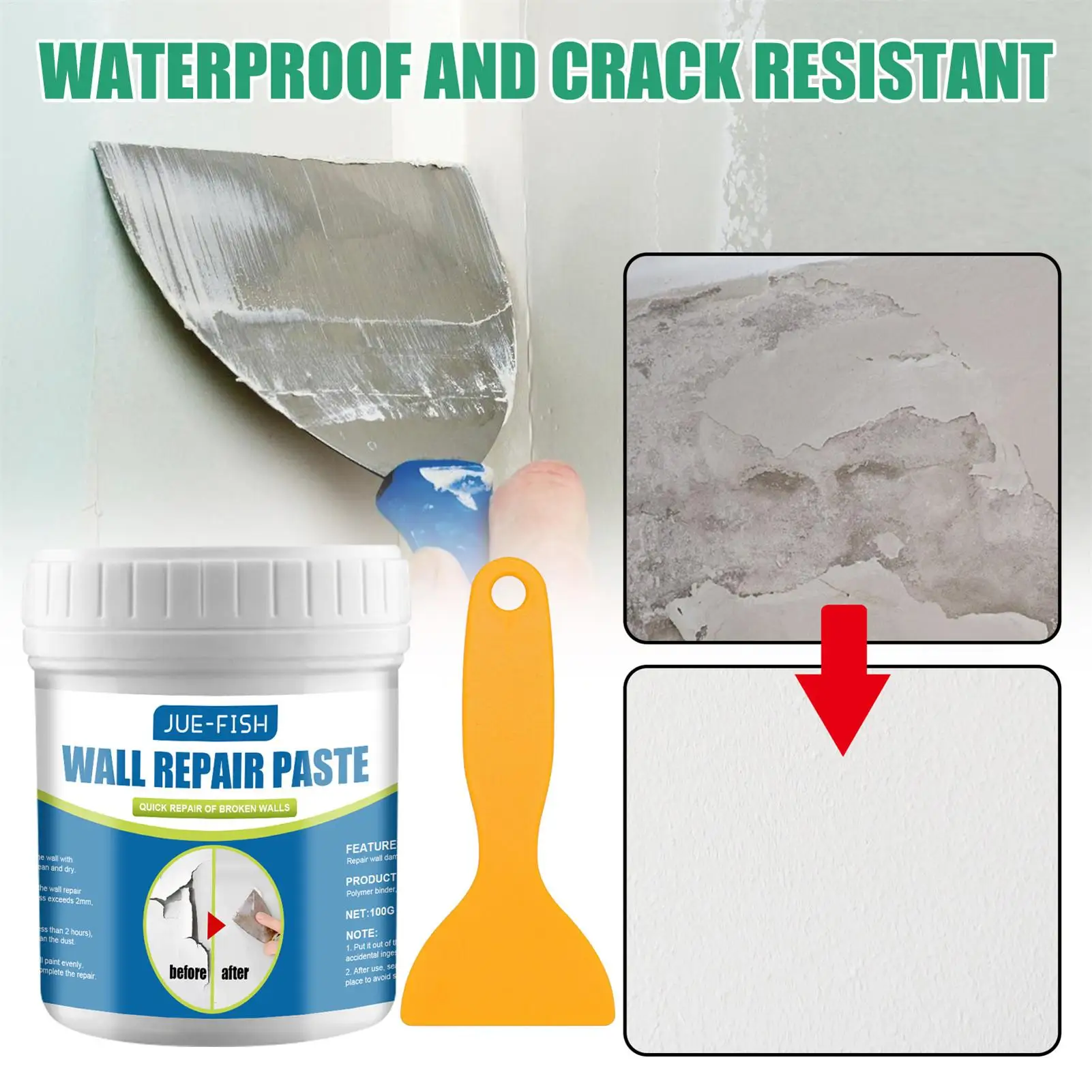 100g Wall Repair Agent Wall Repair Paste Crack Nail Smooth Eye Quick-drying Mildewproof Waterproof Wall Repair Paste