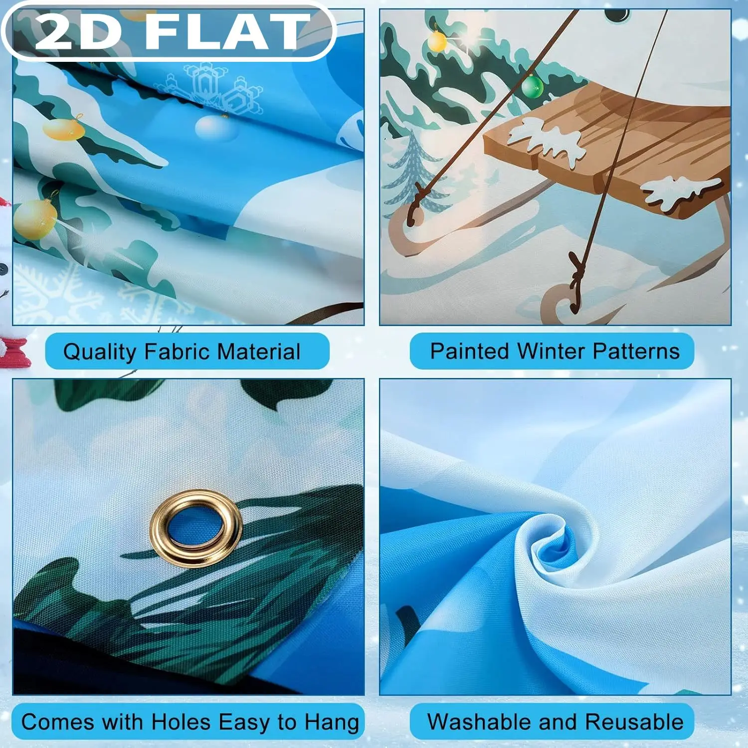 1pc Winter Snowman &  Penguin Party Banner, Snowy Winter Scene Backdrop, 3x6ft polyester, Snowman Pine Tree Landscape Background