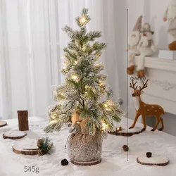 Nearly Natural Flocked Christmas Artificial Tree in Decorative with 30 LED Lights