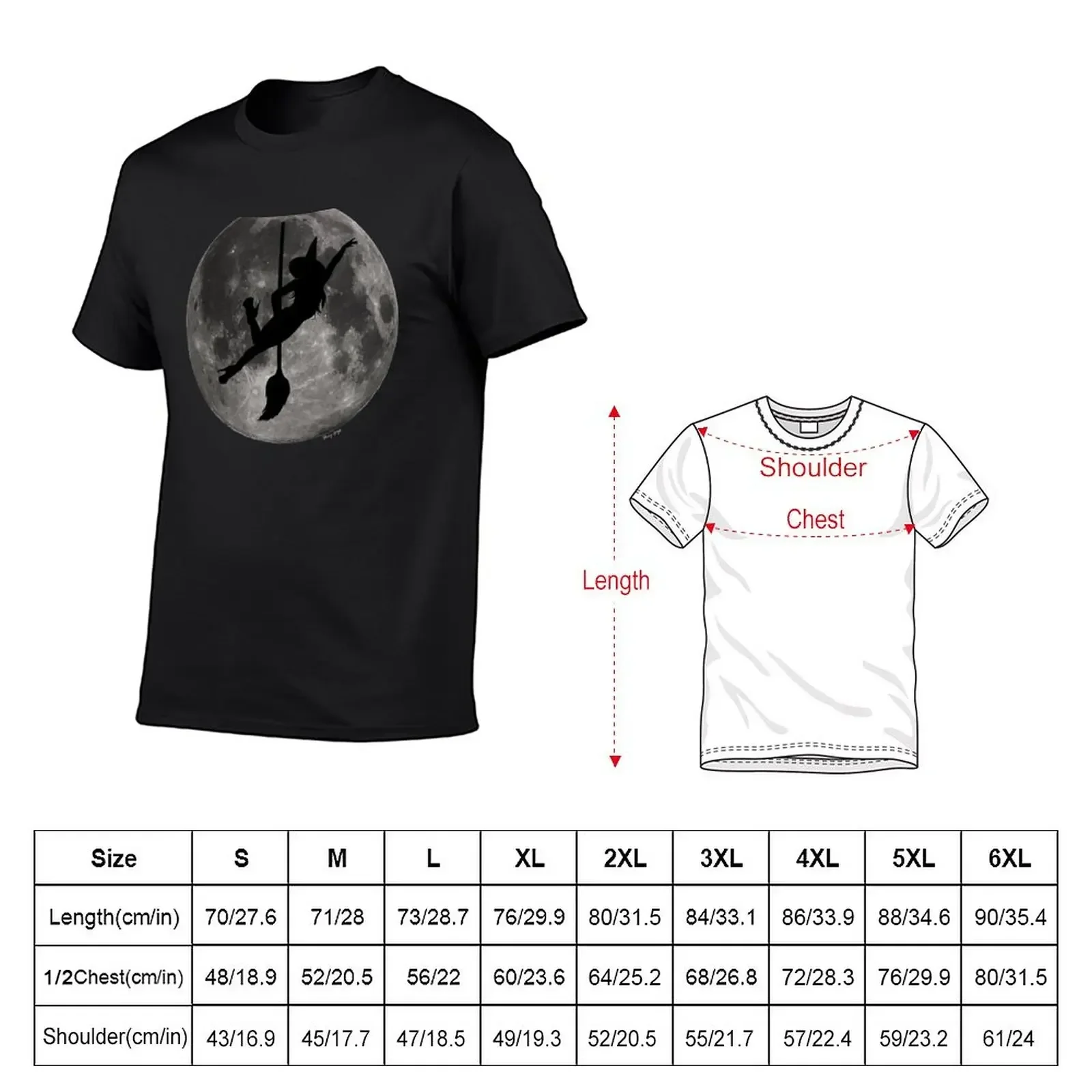 Pole Witch / Pole Dancing Witch with Moon T-Shirt graphics korean fashion mens t shirts