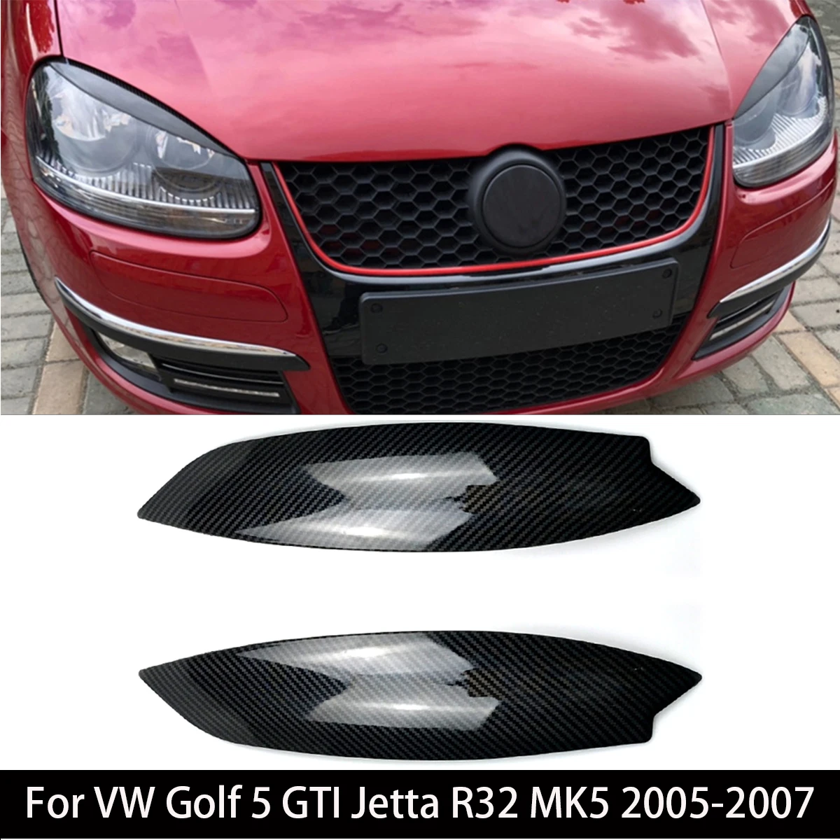 2 Pcs/Set Car Accessories Headlight Eyelid Eyebrow Trims Cover Car Styling For VW Golf 5 GTI Jetta R32 MK5 2005-2007 ﻿