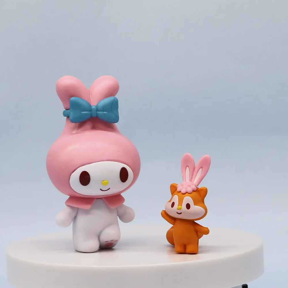 ตุ๊กตาตุ๊กตาขยับแขนขาได้พีวีซีน่ารักสำหรับเด็ก6ชิ้น/เซ็ต Sanrio Toys MINI My Melody Kuromi อนิเมะ Cinnamoroll Kawaii