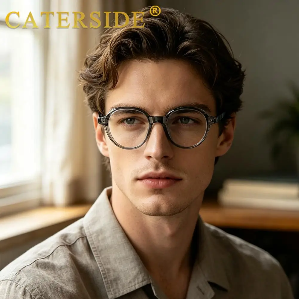 CATERSIDE Retro Damen Anti-Blaulicht-Brille Hochwertige Tr-90 Ovaler Rahmen Herren Outdoor Business Freizeit Urlaub Geschenkbrille – Detail 2