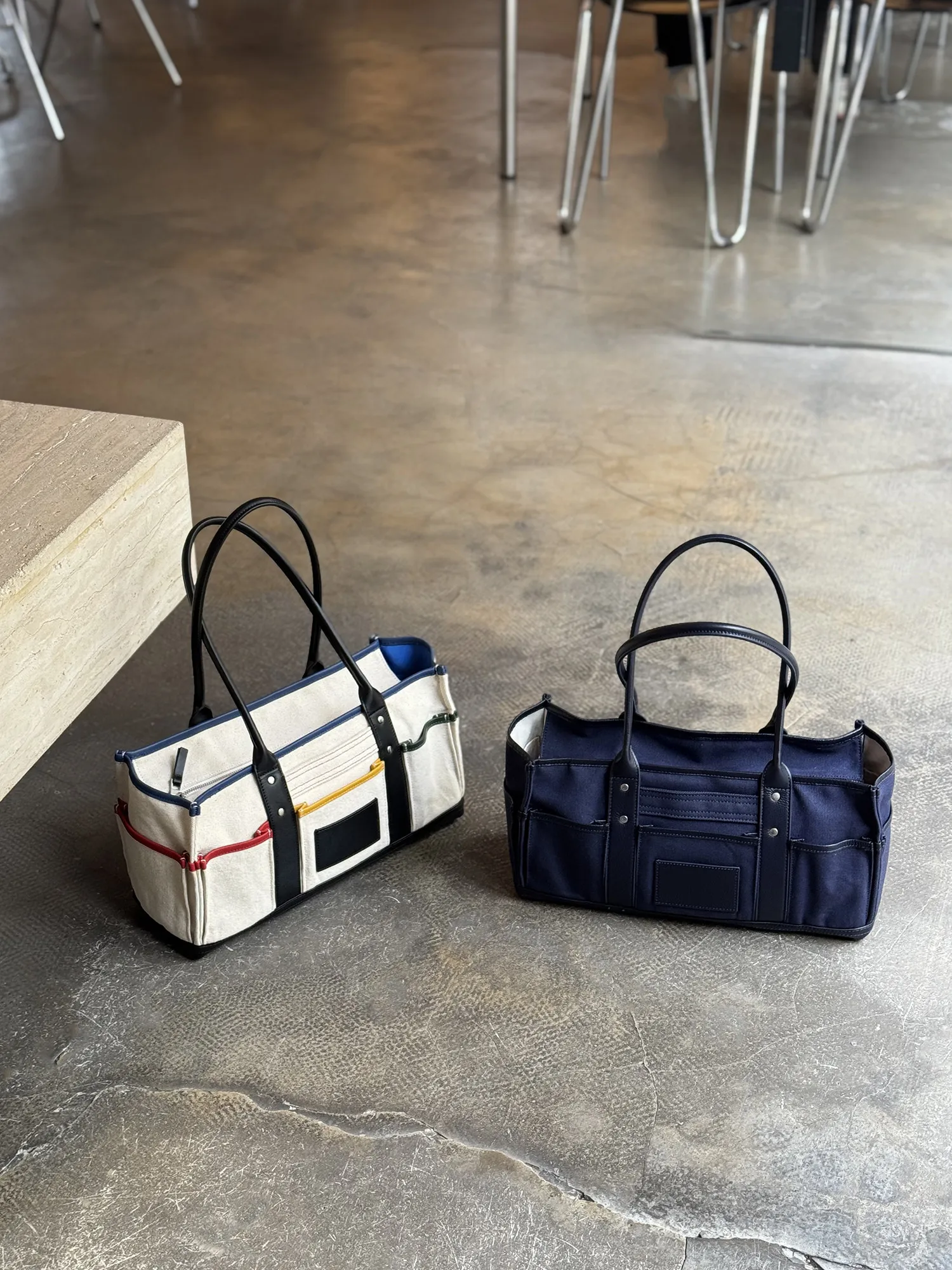 FIRMRANCH 2026 Unisex Retro Color-block Canvas Multi-pocket Design Large Capacity Travel Shoulder Bag Trendy Women's Tote