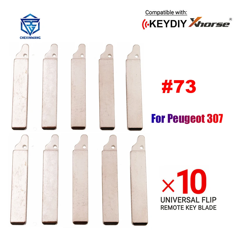 

10Pcs/Lot 73# Replacement Metal Uncut Blank Flip Remote Car Key Blade For Xhorse For Peugeot 307 Flip Remote Key Blade NO.73