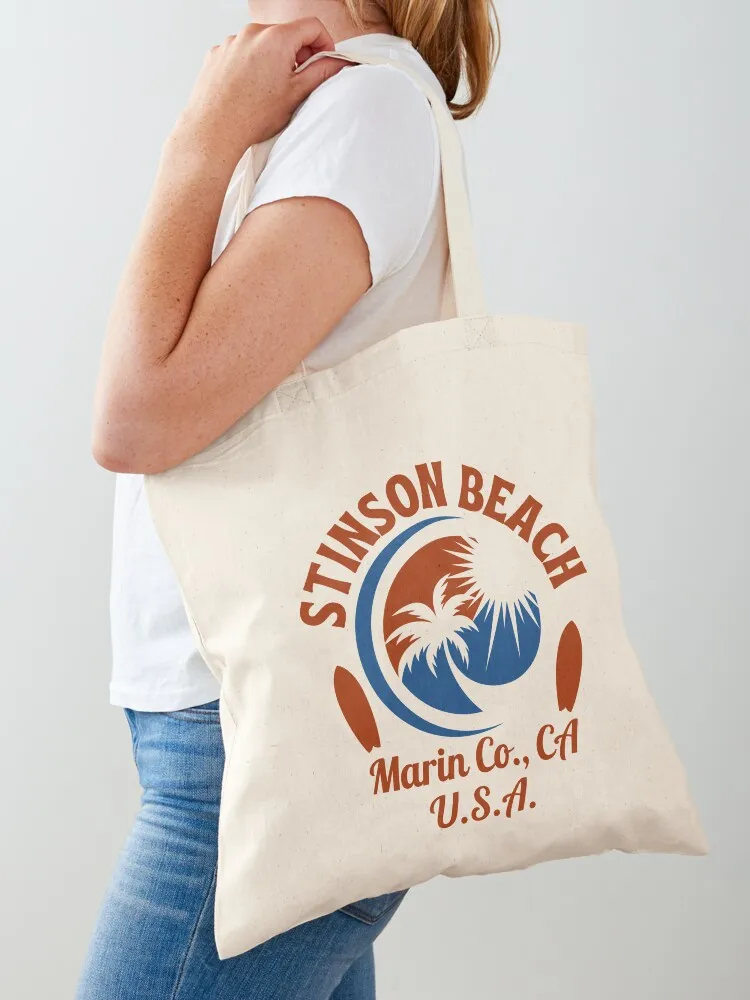 

Vintage-Style Stinson Beach Marin County California Surf Tote Bag Shopper personalized tote bag Shopper bag