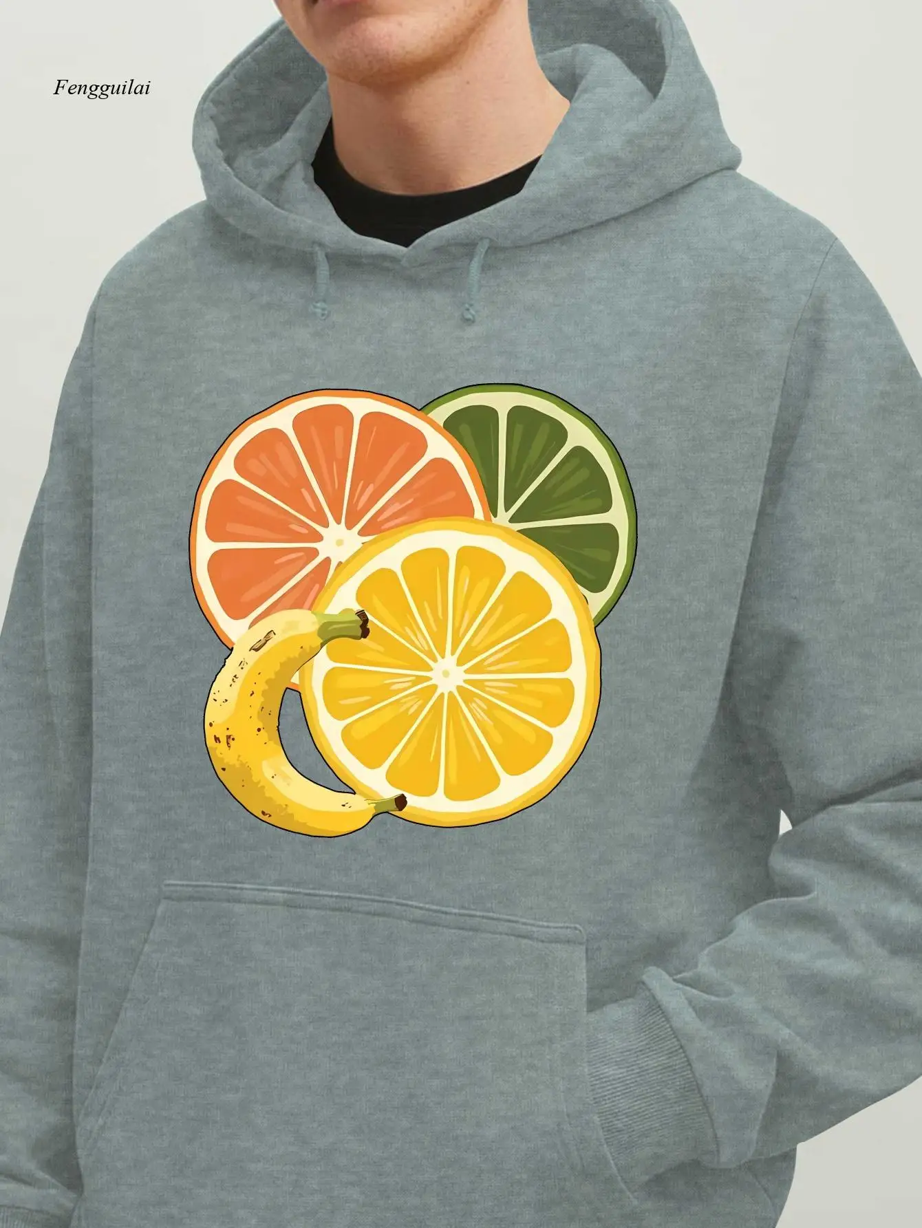 Banana And Lemon New Fashionable Clothing | American Trendy Street Style Printed Autumn And Winter