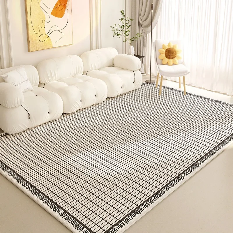 Beige Cream Style Living Room Carpet Colorful Polka Dot Pattern Carpet Green Plaid Decoration Home Rug Comfortable Easy Care Rug