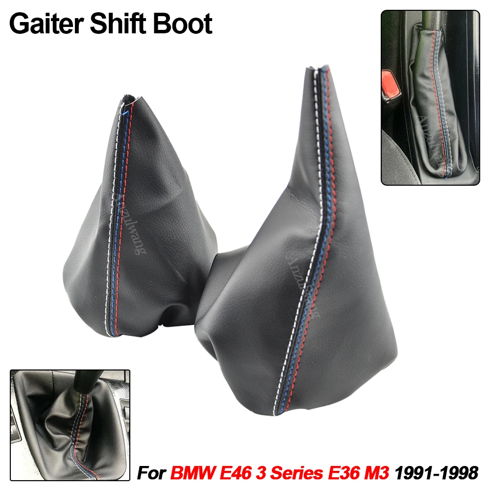 Black Leather Manual Shift Boot & Handbrake Gaiter for BMW 3‑Series E36 E46 M3 Car Styling