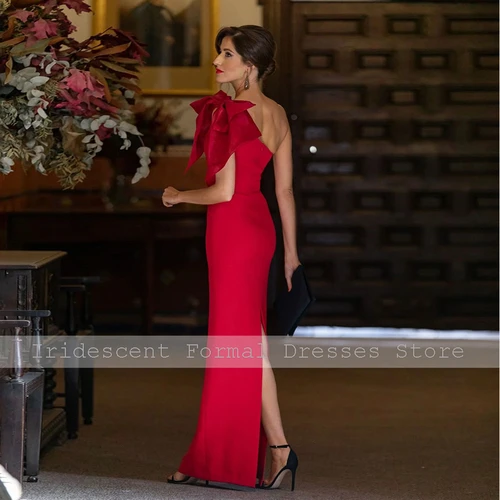 Imagen 2 del producto Vestidos elegantes para ocasiones especiales, tubo de un solo hombro con lazo, vestido de fiesta de noche rojo, vestidos formales largos hasta el suelo 2025