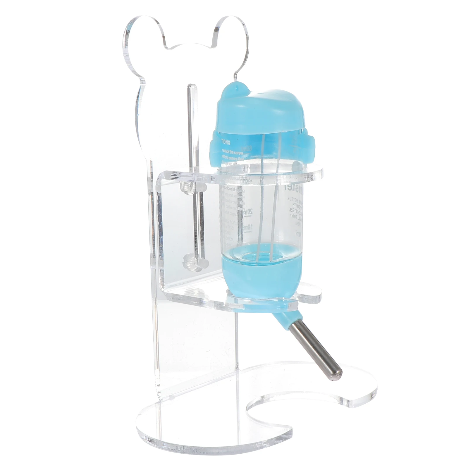 

1 Set Standing Type Transparent Pet Waterer Leak Proof Hamster Drinking Bottle Cage Accessories Adjustable Bracket Water Feeder