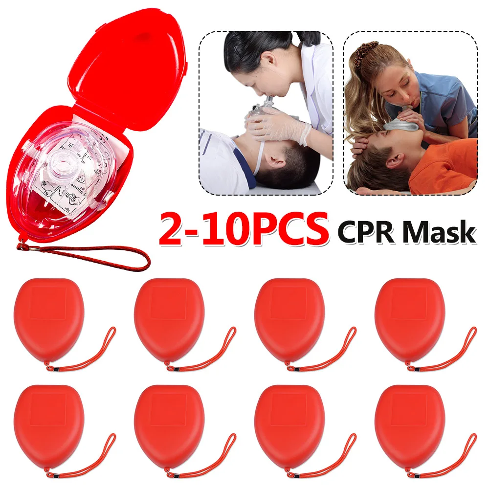 2-10PCS Professional CPR Training Mask One-way Valve Artificial Respiration Mouth Masks First Aid Emergency Rescue Tools