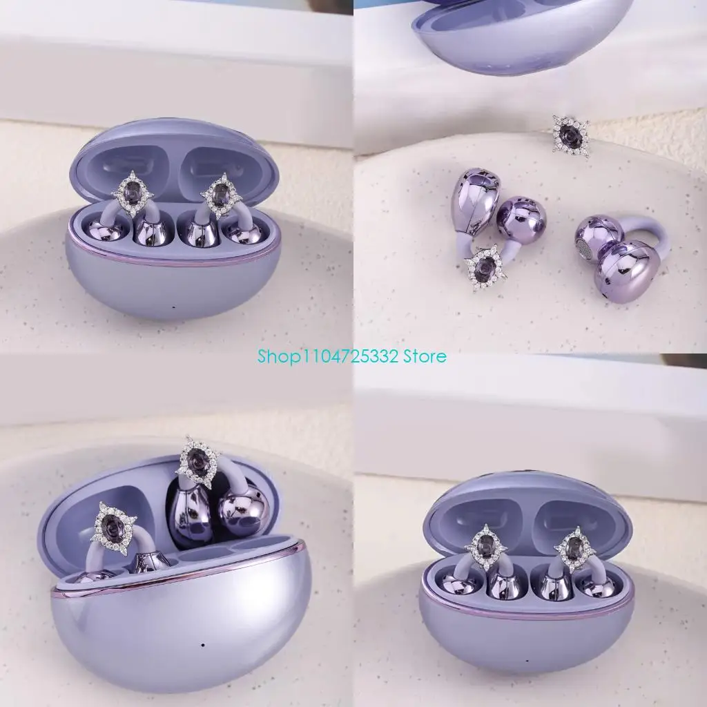 ملحق سماعة أذن دوار مانع للانزلاق P5EA يتميز بتفاصيل أحجار كريمة أرجوانية مزخرفة