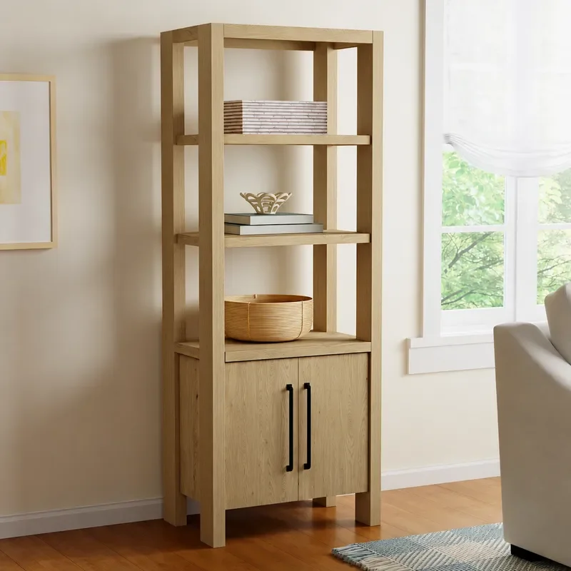 Retro Solid Wood Bookcase Living Room Floor Storage Cabinet Simple Multi Layer Open Shelf Log Color Display Rack for Home