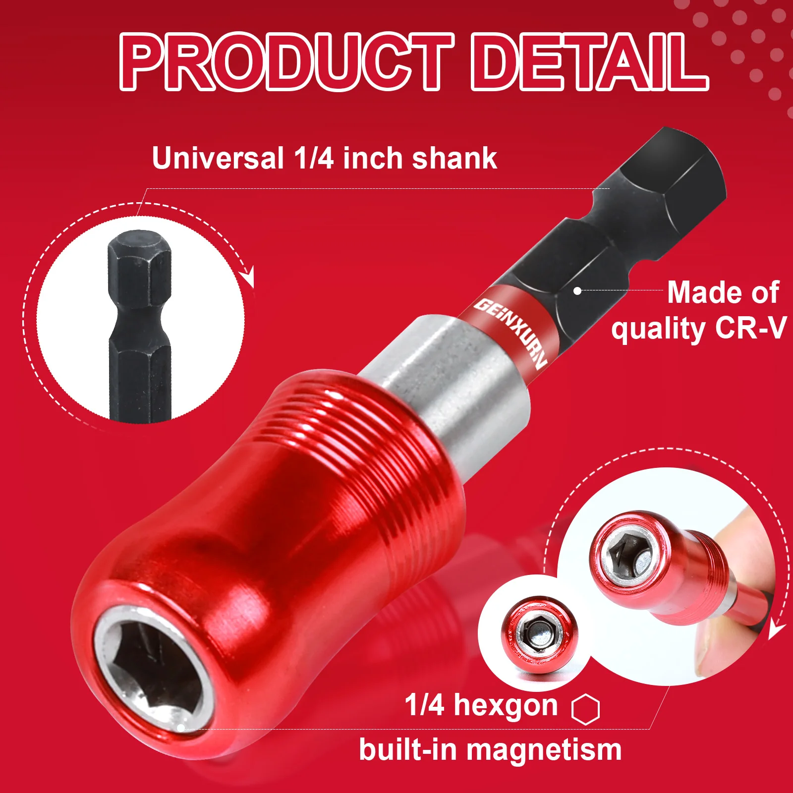 Geinxurn 2.5 Inches Impact Screwdriver Bit Holders, Magnetic Extension Quick-Change Socket Drill Bit Holder with Screwdriver Bit