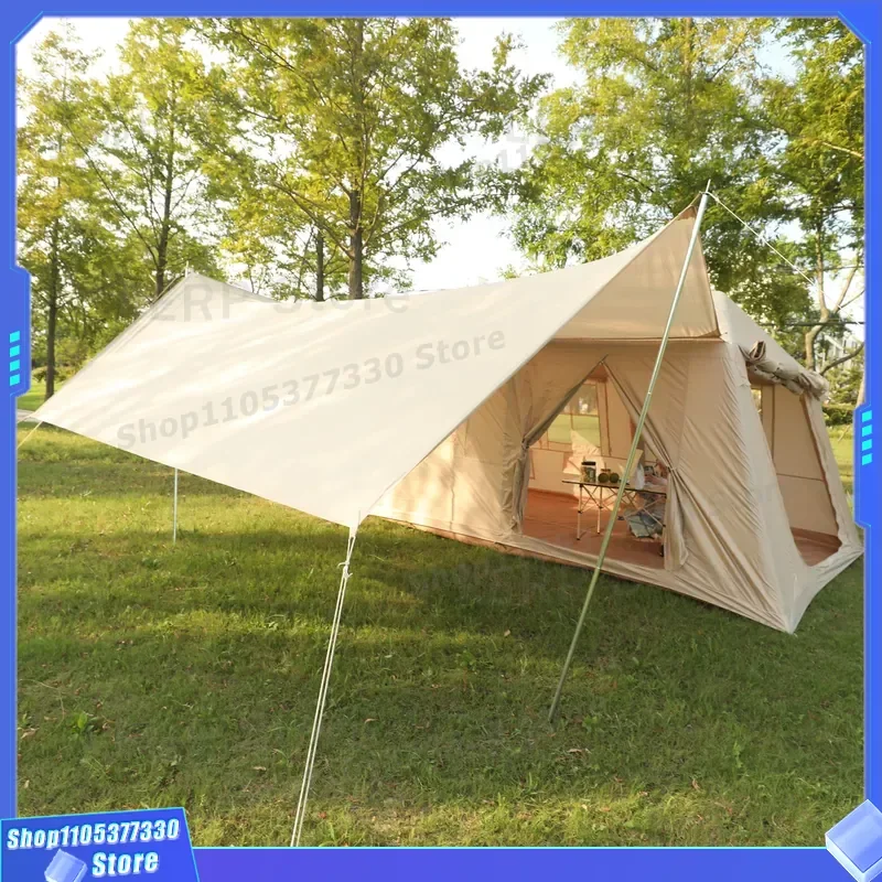 Large Inflatable Glamping Cabin Tent 420D Waterproof Oxford Fabric 396x270cm Luxury Outdoor Family Camping Air Column Ridge