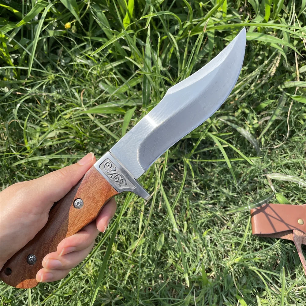 

Outdoor Portable Meat Carving Knife 7cr13mov Blade Wood Handle Survival Pocket Knife Camping EDC Portable Tool Straight Knife