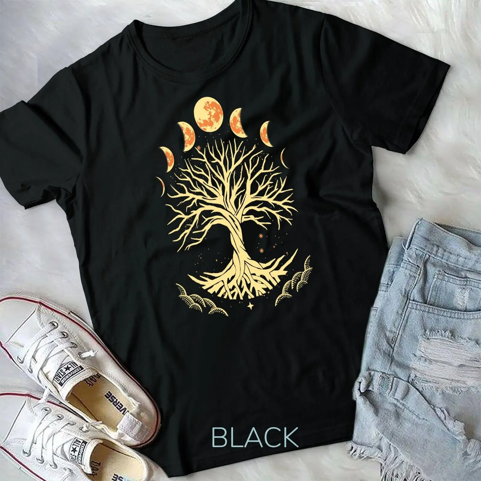 Moon Phase Tree Of Life Meditation Yoga Spiritual T-Shirt Unisex T-shirt