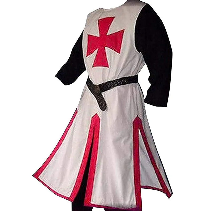 Mittelalterliche Tempelritter-Tunika für Herren, Renaissance-Halloween-Jacke, Krieger-Outfit, Schwarz, Karneval, Party, Rollenspiel, Oberteil – Detail 7