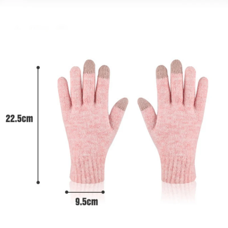 Winter Women Keep Warm Touch Screen Plus Cashmere Simple Solid Cycling Driving Knitted Gloves Multicolor Fashion High Elasticity