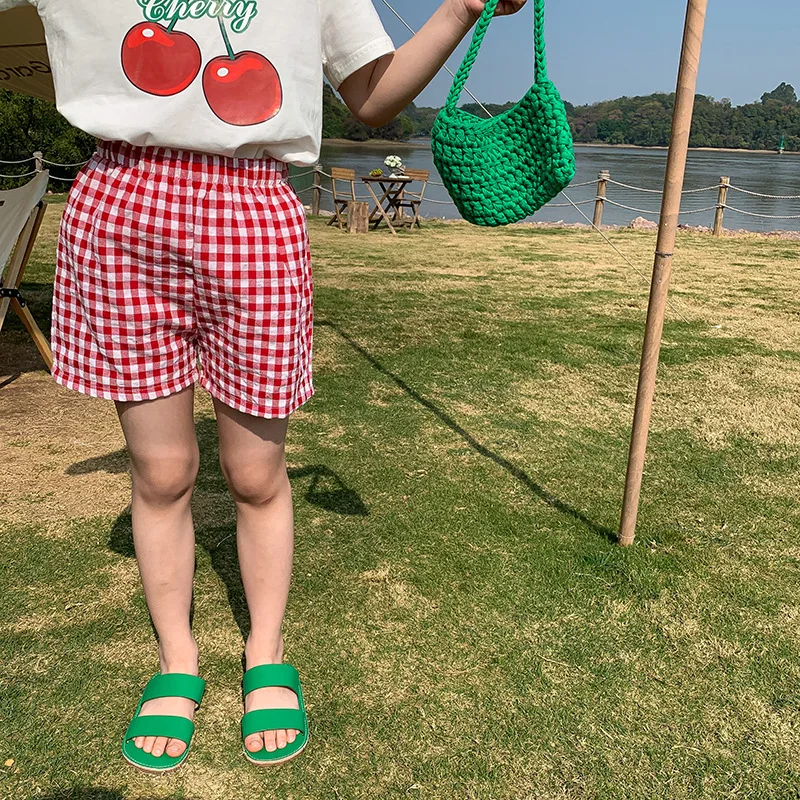 2024 Zomer Strandbroek Kinderen Veelzijdige Geruite Sport Koreaanse Casual Heren En Dames Geruite Shorts