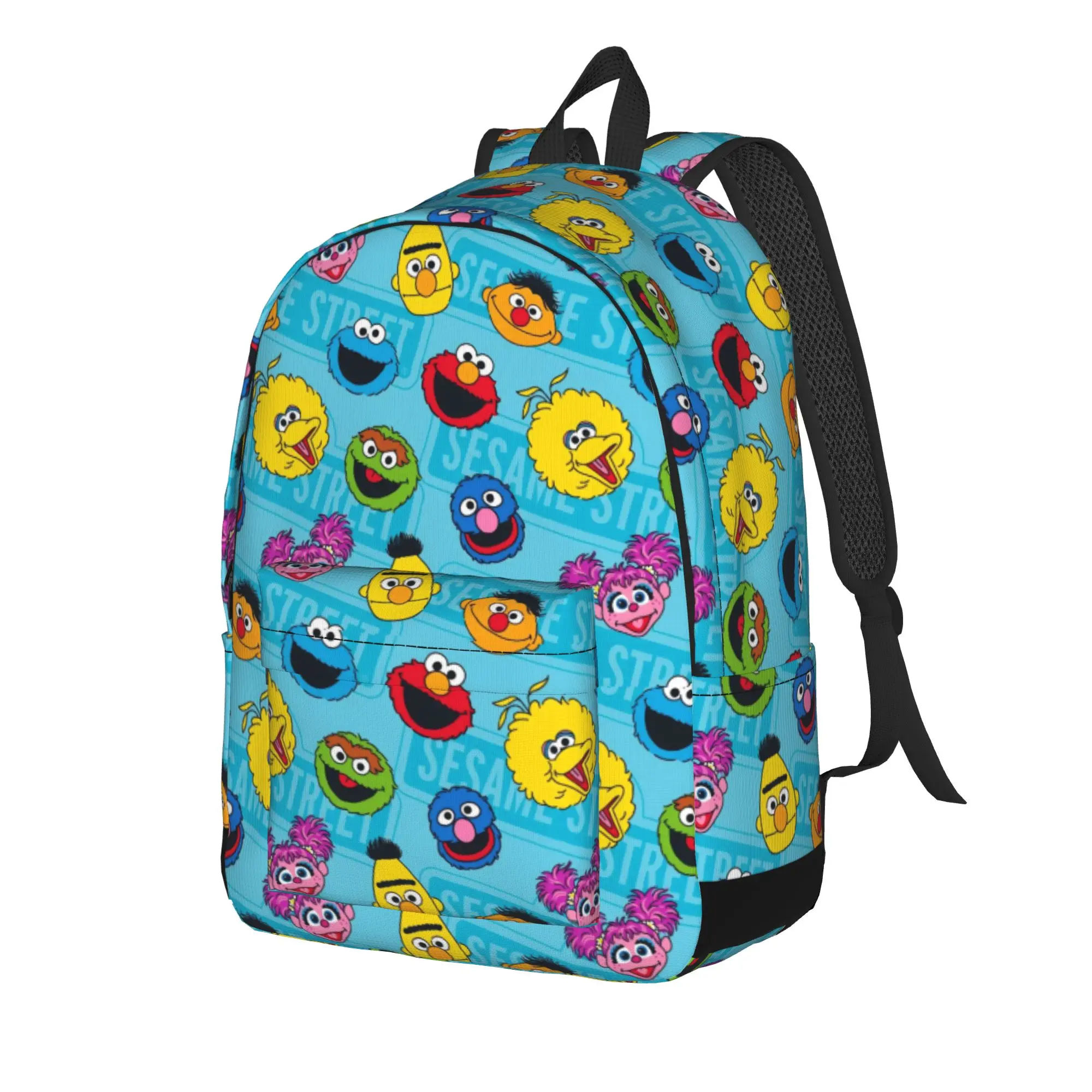 Sesames Streets Casual Backpack with Pocket Student Hiking Travel Cookie Monster Daypack for Men Women Laptop Canvas Bags