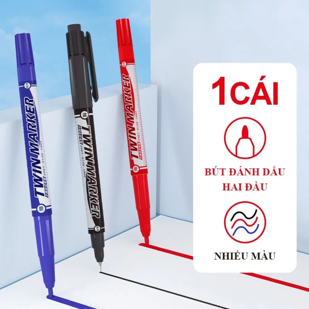 New Waterproof Dual Side Marker Pens Quick-drying Plastic Felt Tip Pens Dual Side School supplies Dual Tip Brush Pen