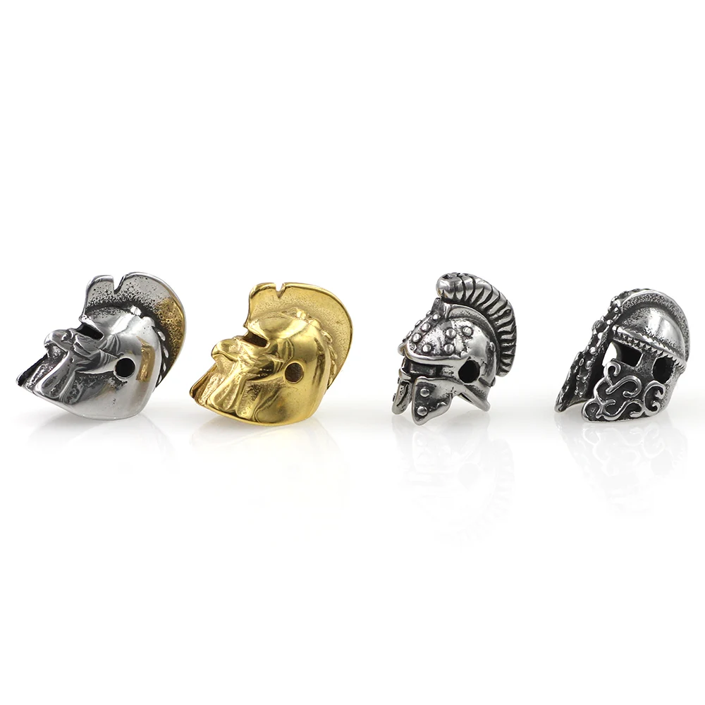 4pcs Stainless Steel Bead Spartan Helmet Metal Spacer Charms Beads DIY Beaded Bracelet Necklace For Jewelry Making